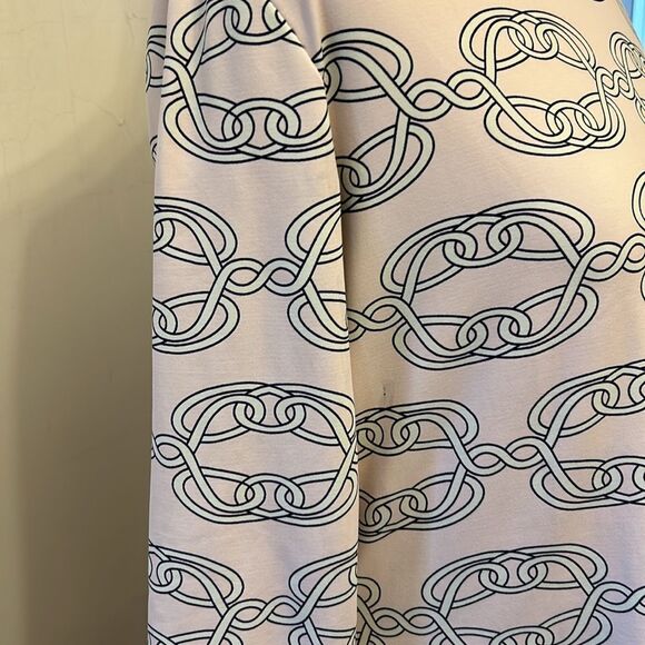 J. McLaughlin pale pink chain link design 3/4 length sleeve blouse Size L EUC - Picture 4 of 10